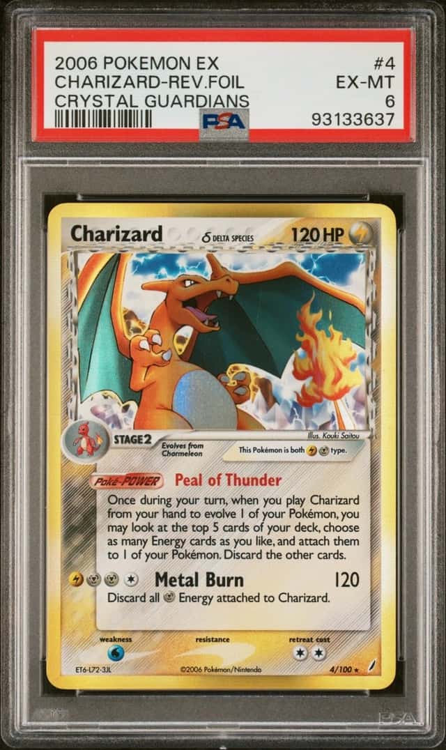 Pokemon Charizard Reverse Holo EX Crystal Guardians 4/100 PSA 6