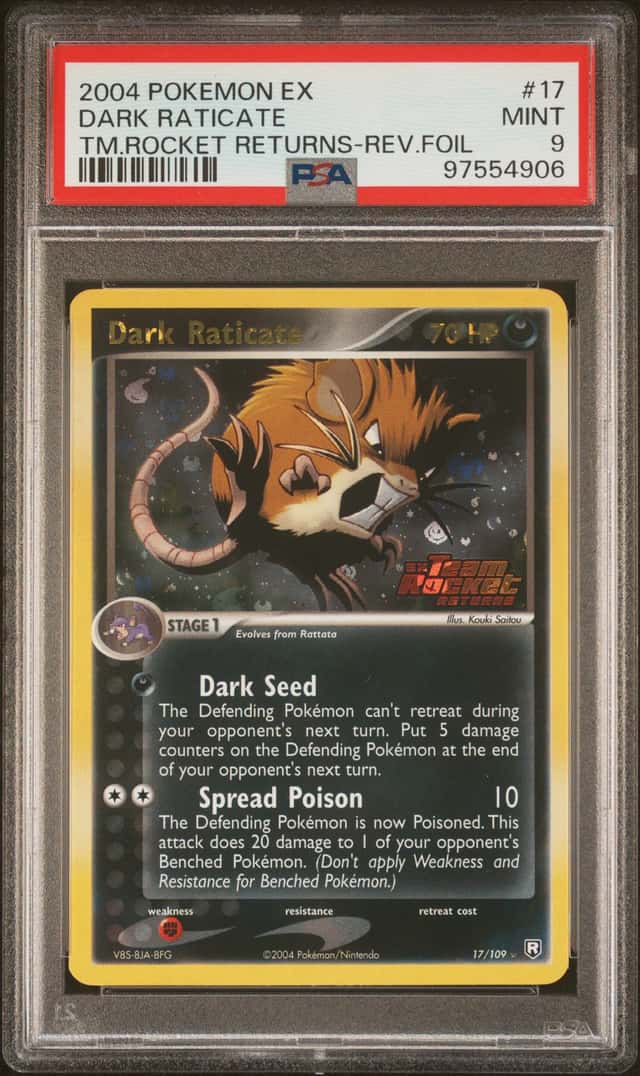 Pokemon Dark Raticate Reverse Holo EX Team Rocket Returns 17/109 PSA 9 Mint