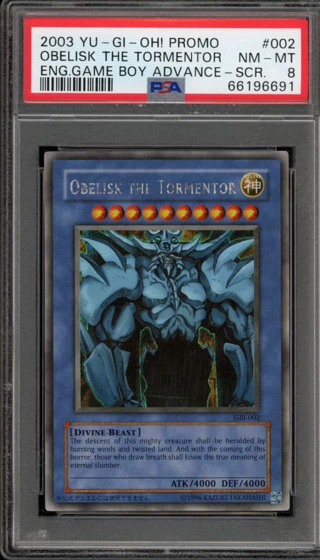 Yugioh Obelisk The Tormentor Promo GBI-002 Game Boy Advance Secret Rare PSA 8
