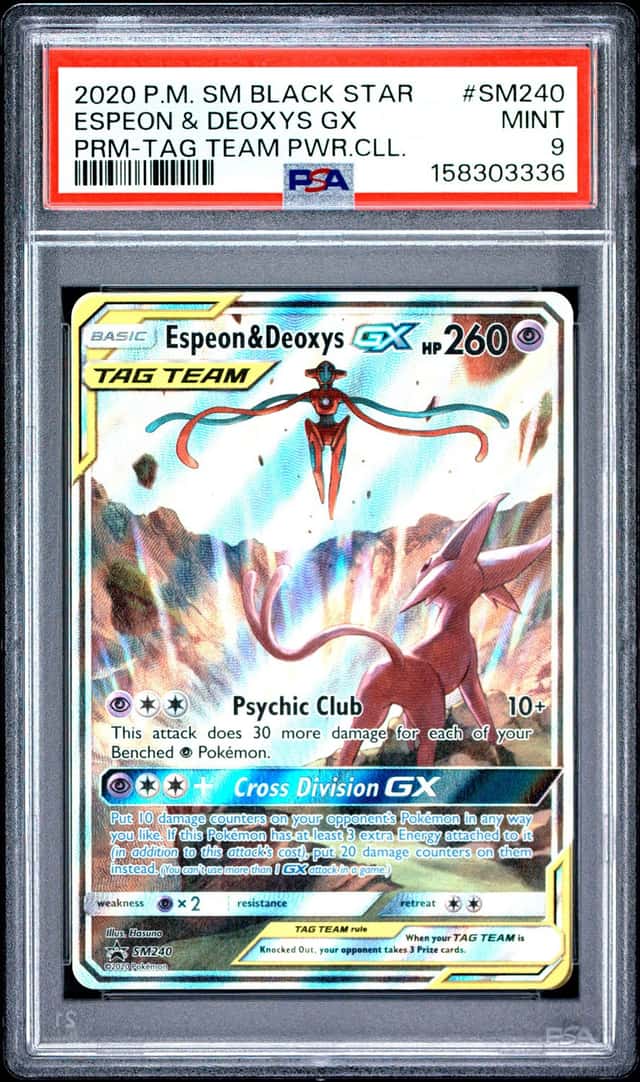 Pokemon Espeon & Deoxys Gx Sm Promo SM240 Tag Team Powers Coll. PSA 9 Mint