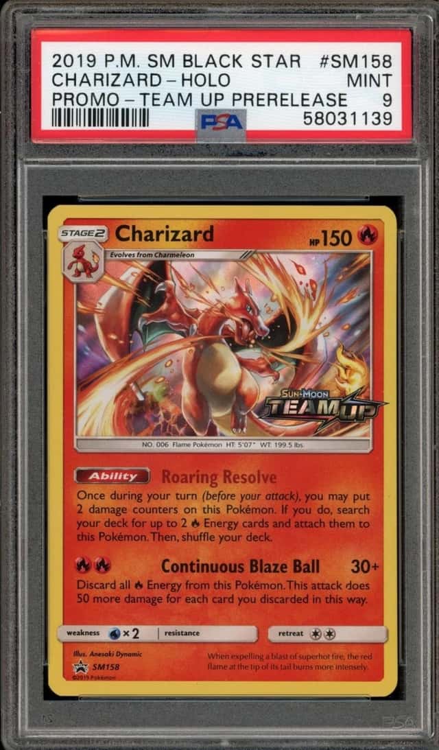 Pokemon Charizard Holo Sm Black Star Promo SM158/181 Team Up Prerelease PSA 9