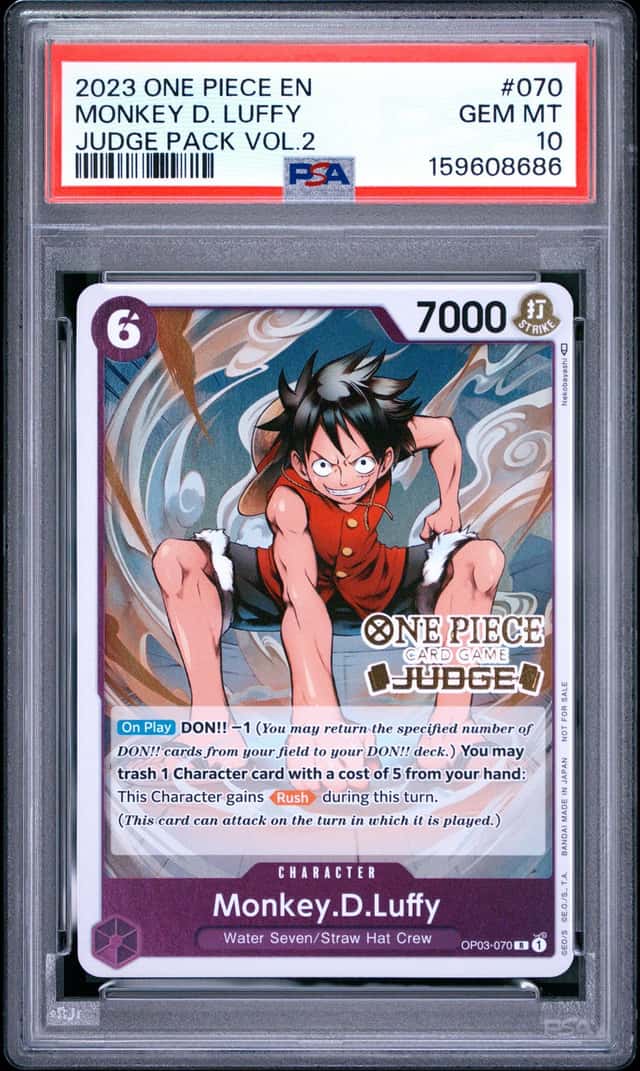 One Piece Monkey D Luffy Judge Volume 2 OP03-070 PSA 10 Gem Mint