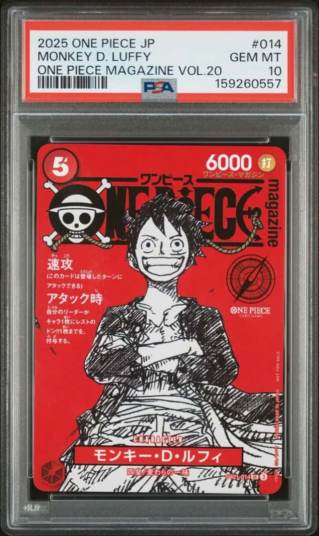 2025 ONE PIECE JAPANESE PROMOS ONE PIECE MAGAZINE VOL.20 MONKEY D. LUFFY PSA 10