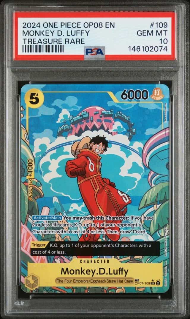 2024 ONE PIECE OP08-TWO LEGENDS TREASURE RARE #109 MONKEY D. LUFFY PSA 10