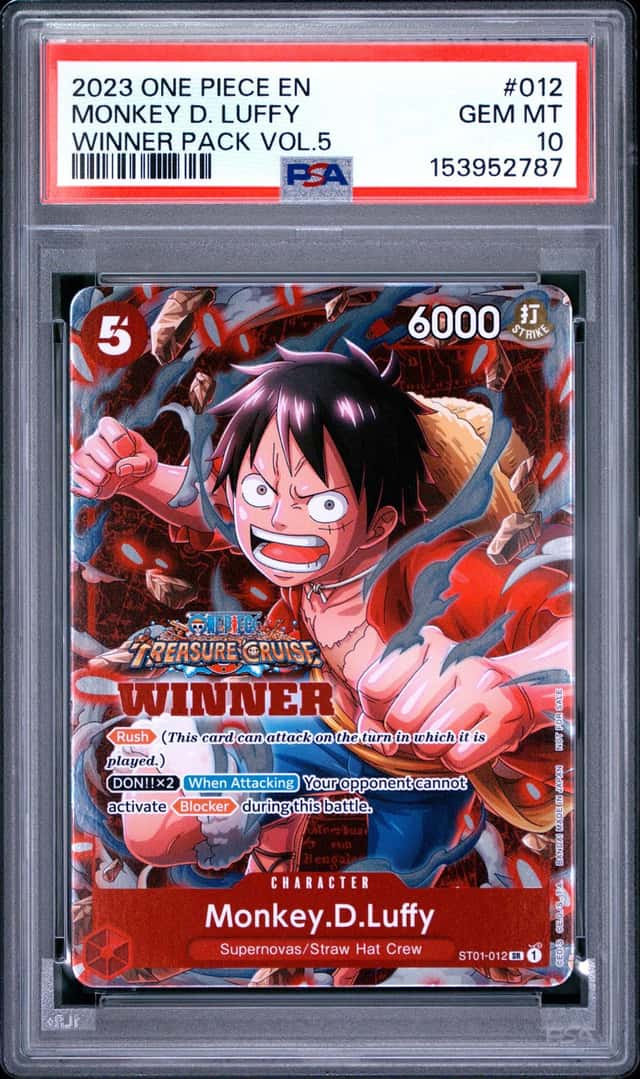 2023 One Piece Monkey D. Luffy Winner Pack Vol 5 #ST01-012 PSA 10 GEM MINT