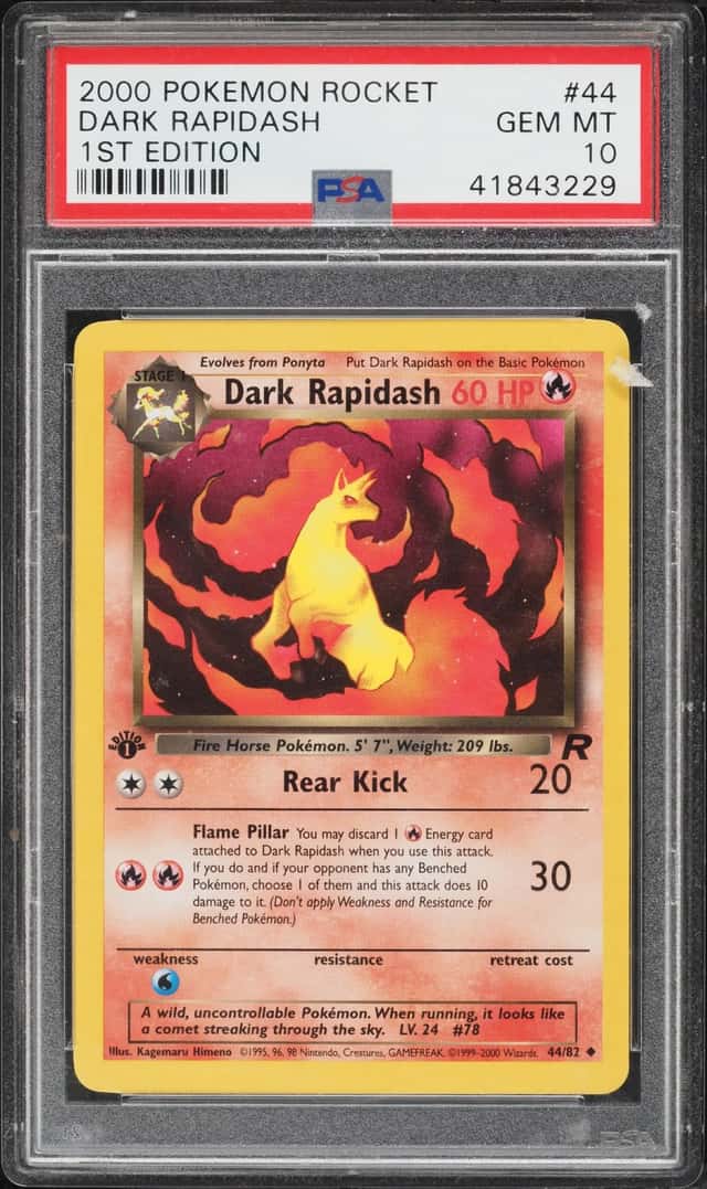 2000 Pokemon Team Rocket 1st Edition Dark Rapidash #44 PSA 10 GEM MINT
