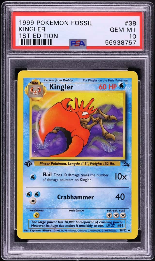 1999 Pokemon Fossil 1st Edition Kingler #38 PSA 10 GEM MINT
