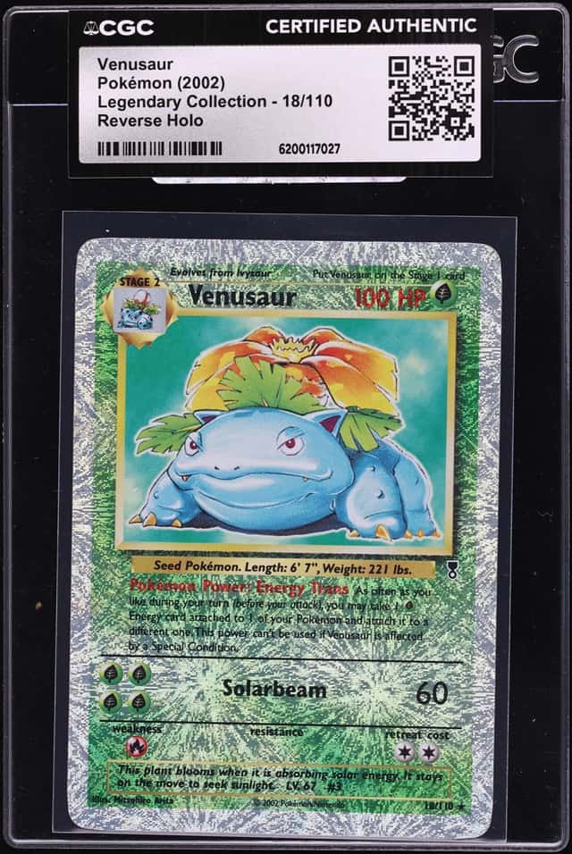 2002 Pokemon Legendary Collection Reverse Holo Venusaur #18 CGC AUTH