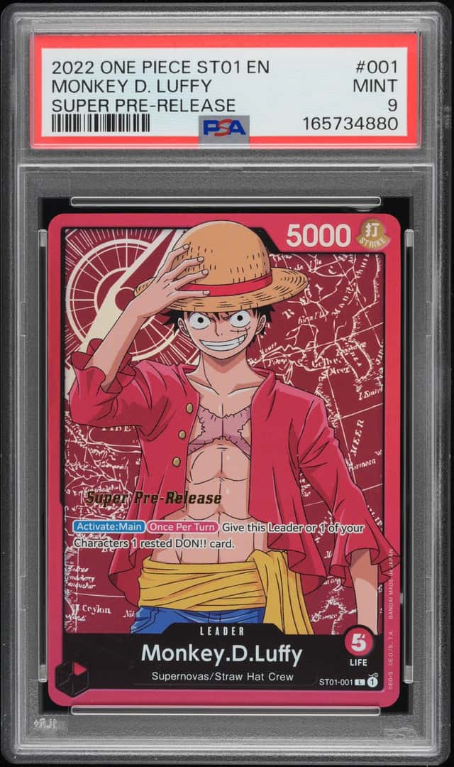 2022 One Piece Super Pre-Release ST01-001 EN Monkey D Luffy PSA 9 MINT