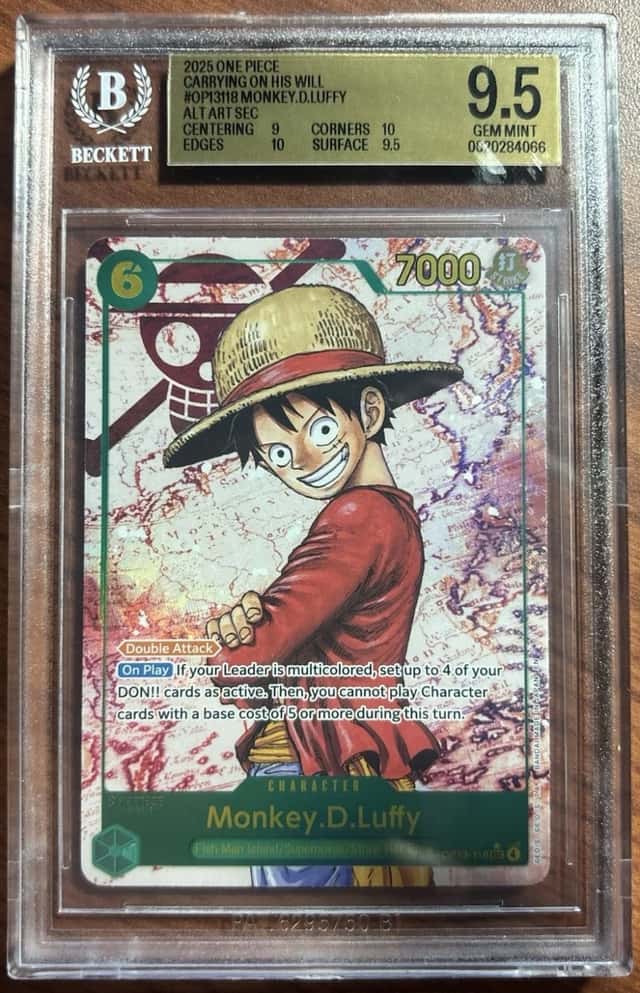 Bandai One Piece Card Game Monkey D. Luffy OP13-118 Alt Art  BGS 9.5