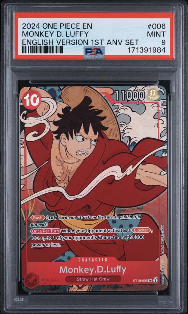 2024 One Piece English Version 1st Anniversary Set #006 Monkey D Luffy PSA 9