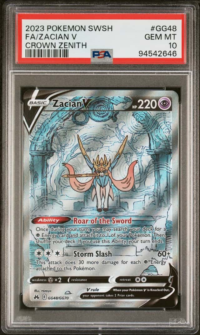 Pokemon Zacian V GG48/GG70 Crown Zenith Galarian Gallery Full Art Holo PSA 10