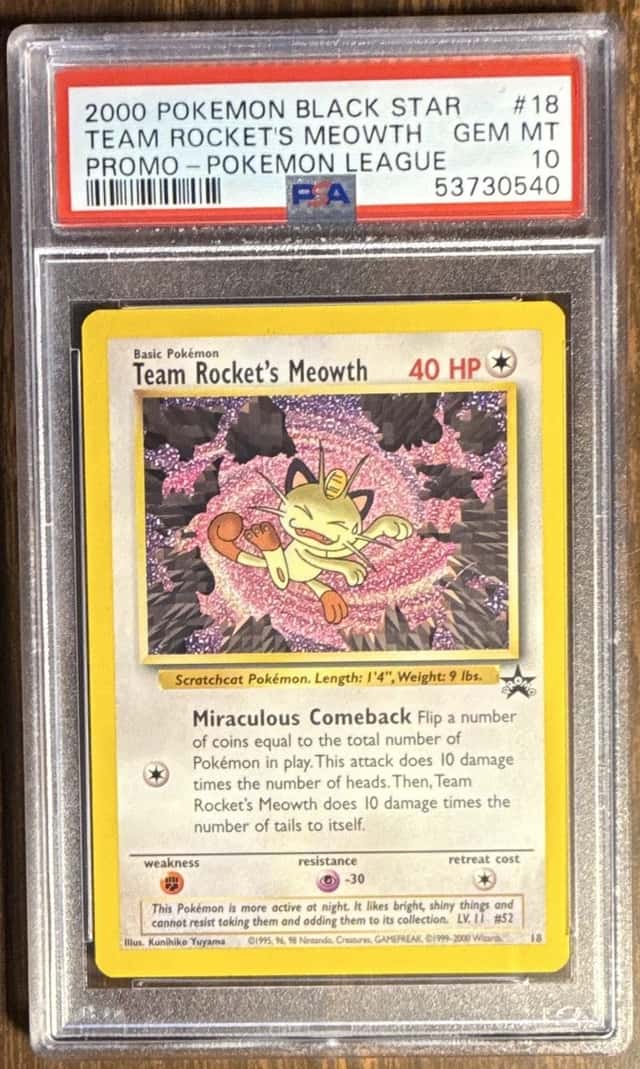 Wizards of the Coast Team Rocket's Meowth Wotc Promo 18/53 PSA 10