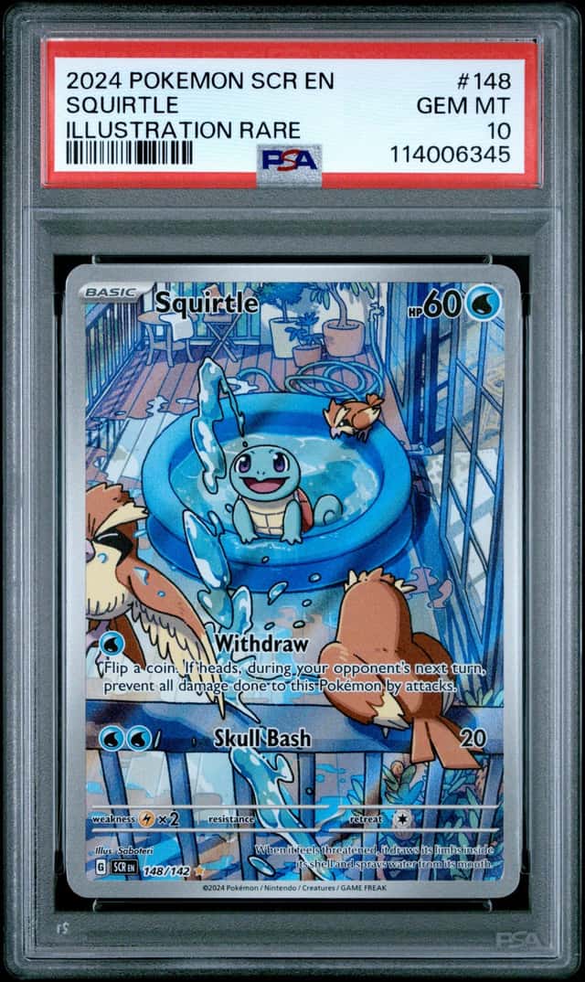 Squirtle PSA 10 2024 Pokemon Stellar Crown #148/142 Illustration Rare 6345