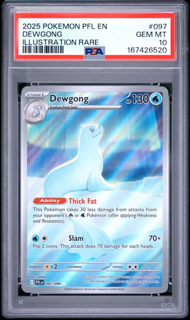 2025 POKEMON PFL EN-PHANTASMAL FLAMES ILLUSTRATION RARE #097 DEWGONG PSA 10