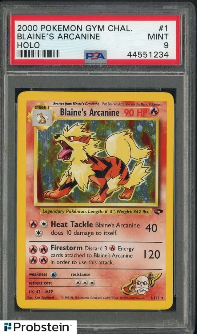 2000 Pokemon Gym Challenge #1 Blaine's Arcanine Holo PSA 9 MINT