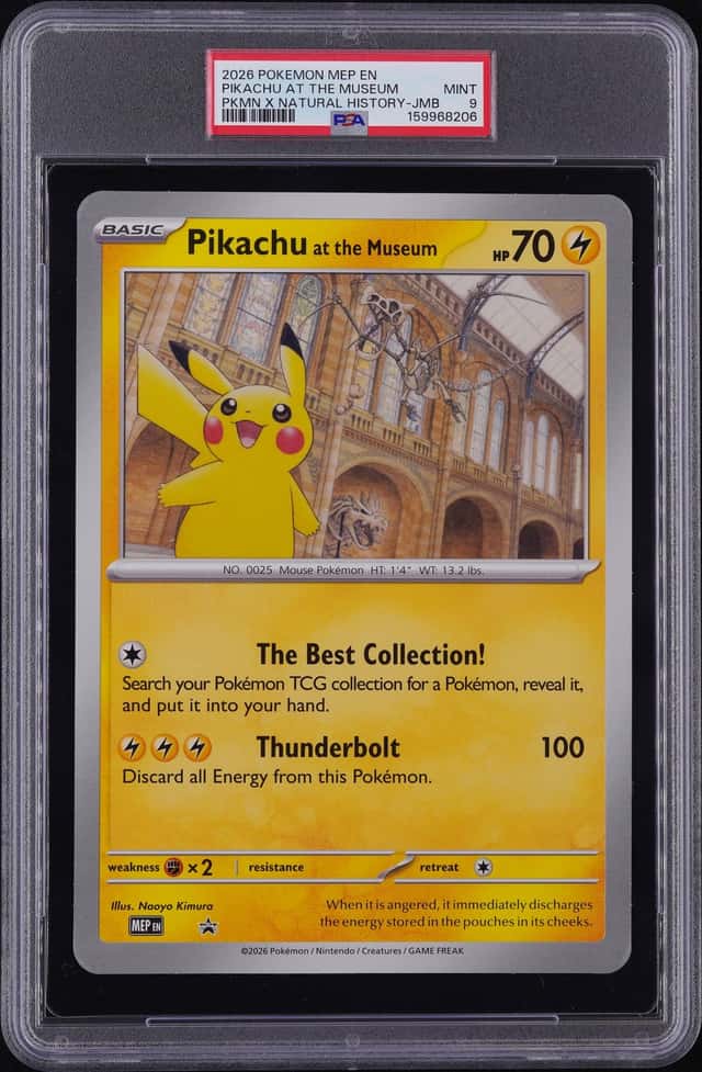 2026 POKEMON MEP POKEMON X NATURAL HISTORY PIKACHU AT THE MUSEUM PSA 9