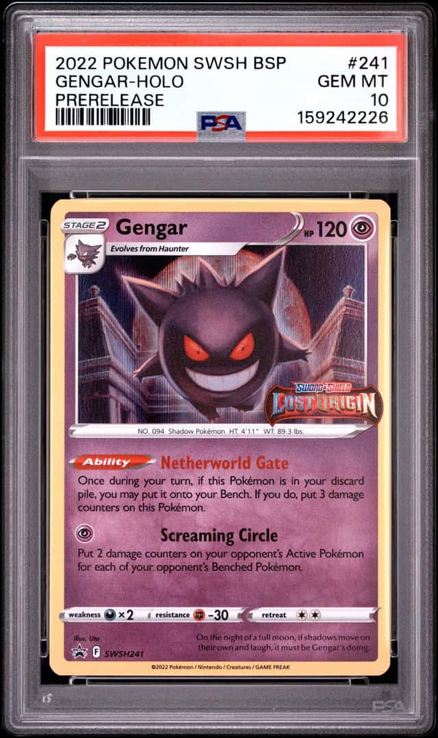 GENGAR PRE RELEASE HOLO PSA 10 💎 2022 POKÉMON SWSH241 BSP NEW PSA CASE