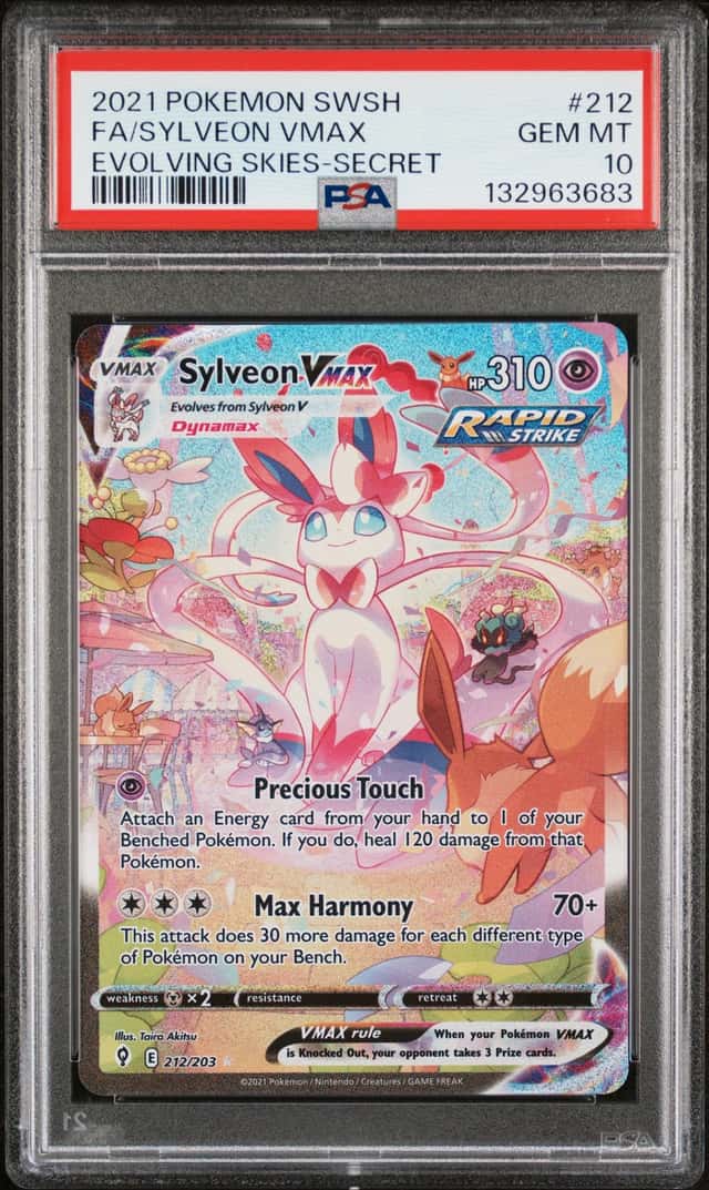 Pokemon PSA 10 Sylveon VMAX Secret Rare 2021 212/203 Evolving Skies English