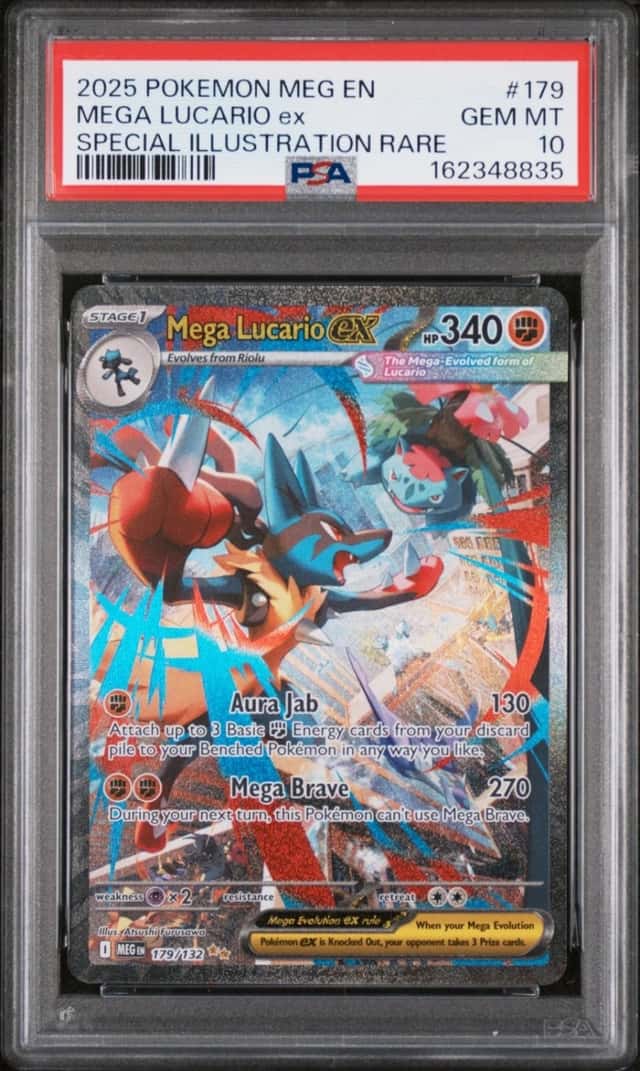 2025 POKEMON MEGA EVOLUTION SPECIAL ILLUSTRATION RARE MEGA LUCARIO EX PSA 10