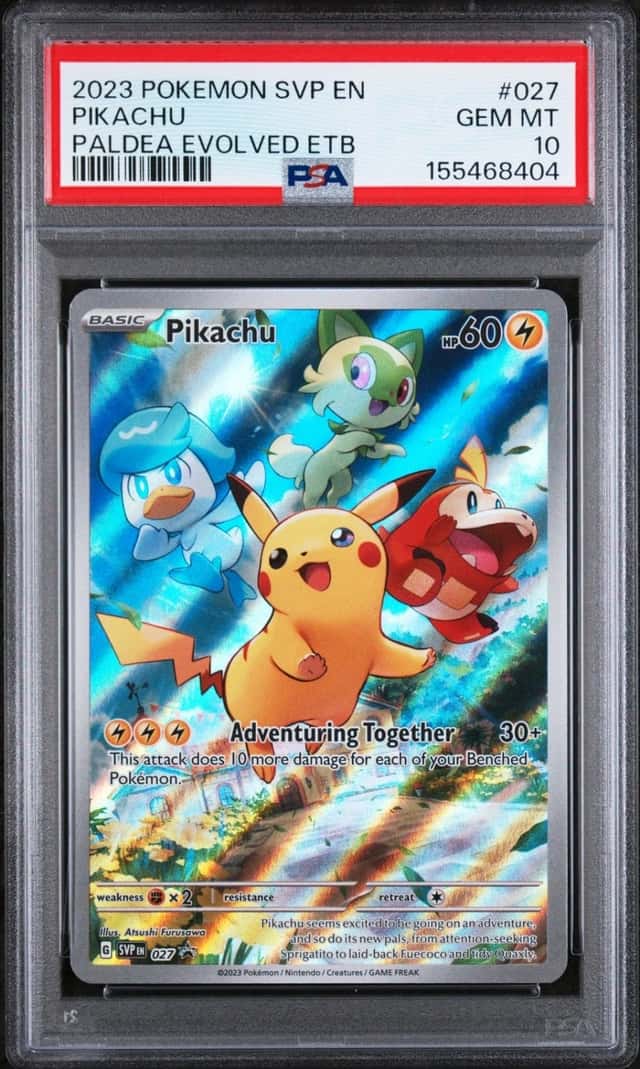 2023 POKEMON SVP PALDEA EVOLVED ELITE TRAINER BOX #027 PIKACHU PSA 10