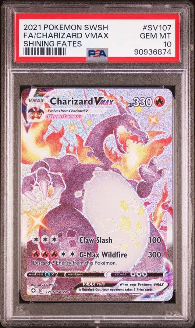 2021 POKEMON SWORD & SHIELD SHINING FATES #SV107 FULL ART/CHARIZARD VMAX PSA 10