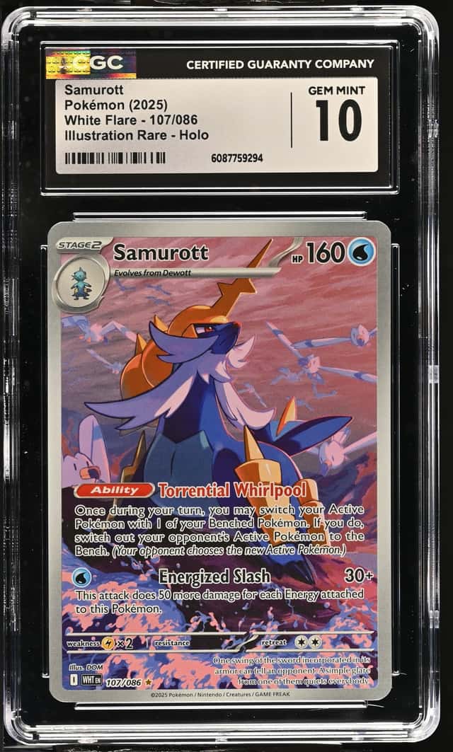 CGC 10 Samurott #107 White Flare 2025 Pokemon GEM MINT