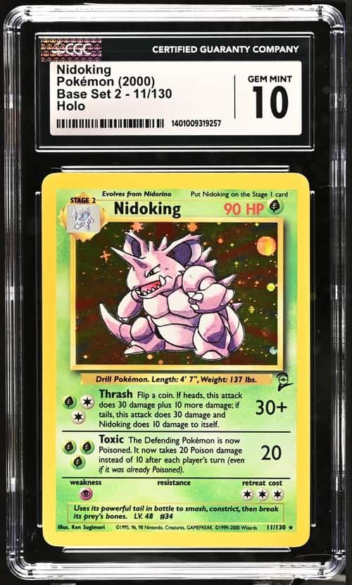 Pokemon Nidoking Base Set 2 11/130 Holo CGC 10 Gem Mint