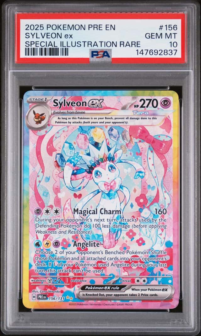 2025 Pokemon Scarlet and Violet Prismatic Evolutions Special Illustration Rare Sylveon Ex #156