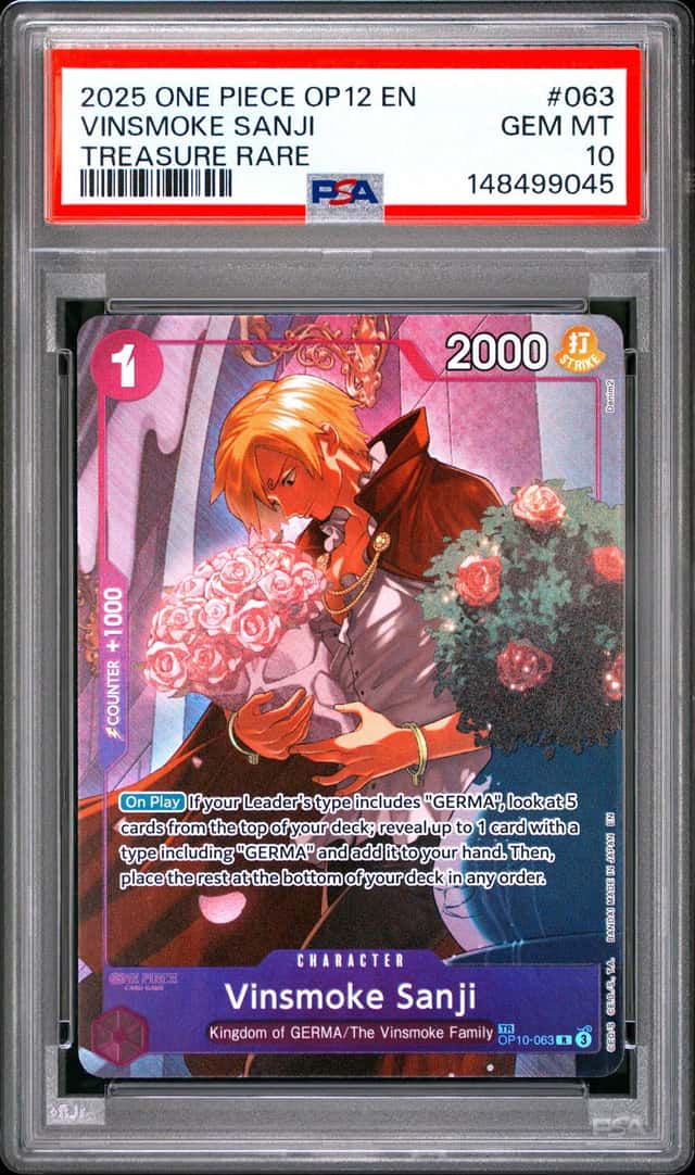 2025 One Piece OP12 EN Treasure Rare #063 Vinsmoke Sanji PSA 10 GEM MINT