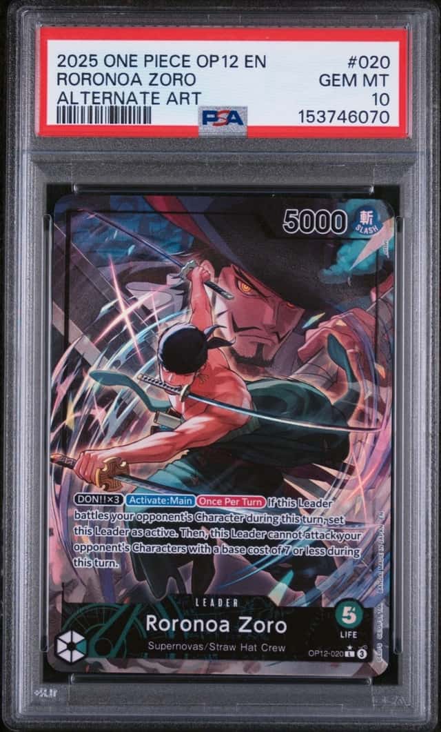 2025 ONE PIECE OP12-LEGACY OF THE MASTER ALTERNATE ART #020 RORONOA ZORO PSA 10