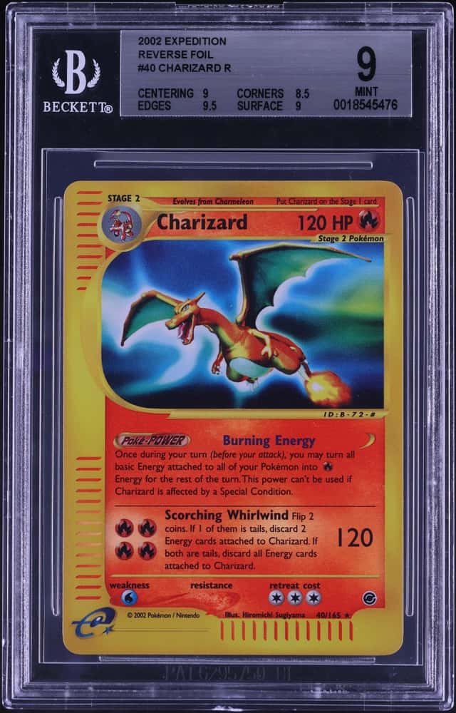 2002 Pokemon-E Expedition Base Set Reverse Foil Charizard R #40 BGS 9 MINT