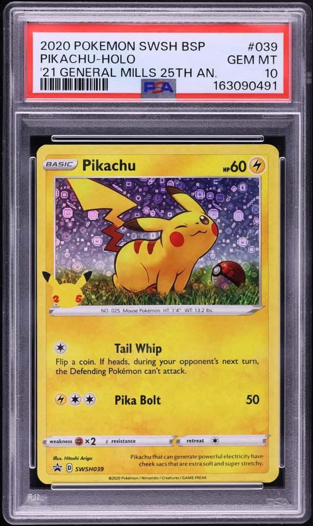 2020 Pokemon SWSH Promo General Mills 25th Anniversary Holo Pikachu #SWSH039 PSA 10 GEM MINT