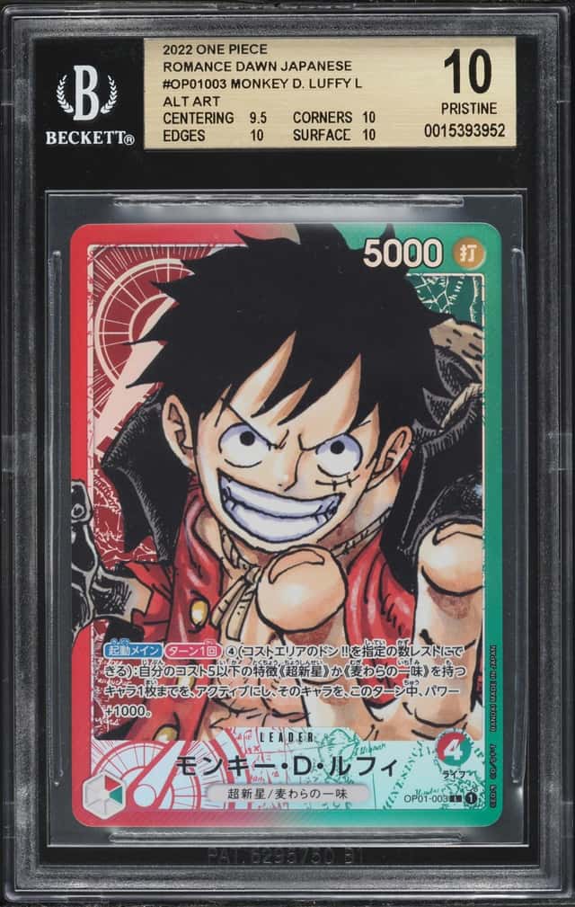 2022 One Piece Japanese Romance Dawn Alt Art Monkey D. Luffy #OP01-003 BGS 10 PRISTINE