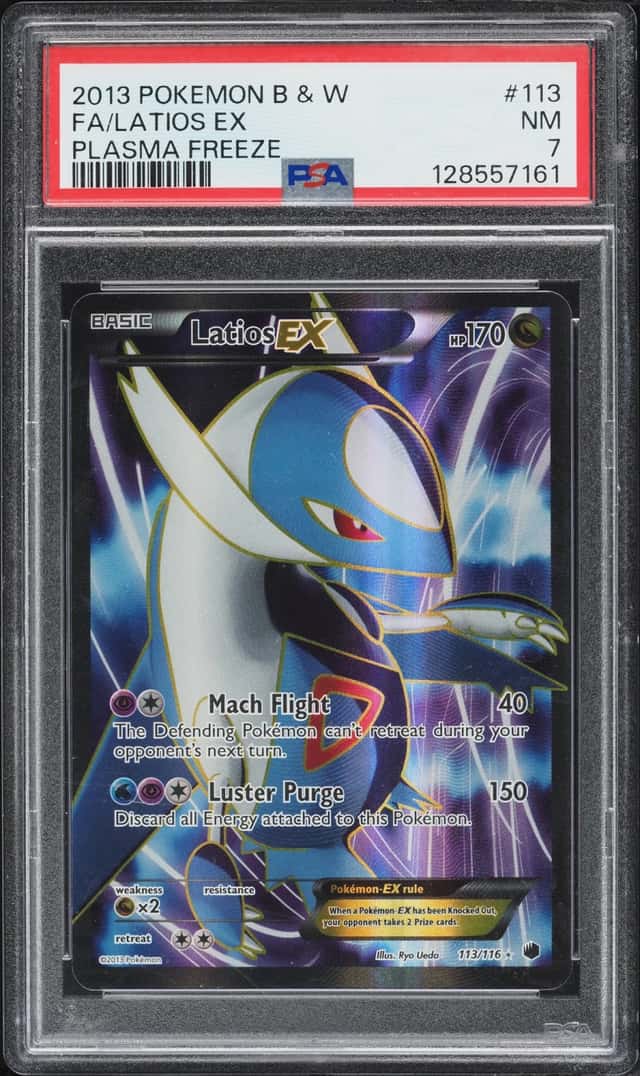2013 Pokemon Black & White Plasma Freeze Full Art Latios EX #113 PSA 7 NRMT