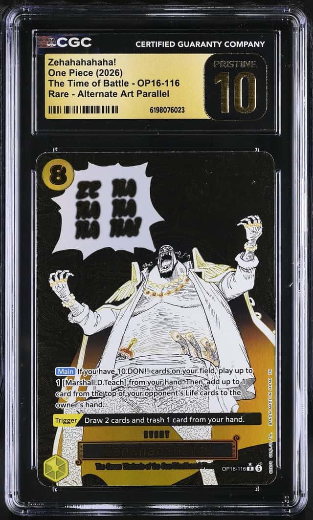 2026 One Piece The Time Of Battle Alt Art Zehahahahaha! #OP16-116 CGC 10 PRISTINE