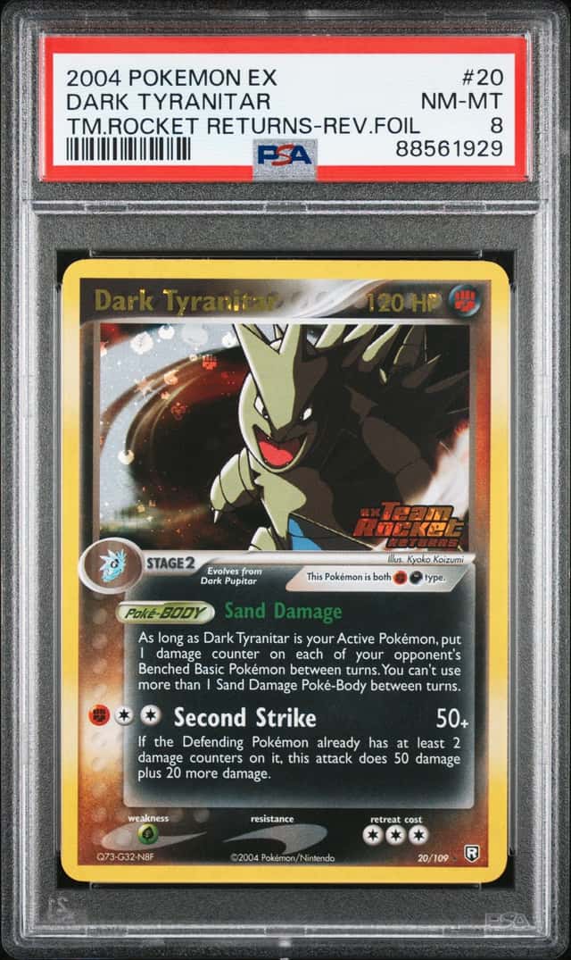 2004 Pokemon EX Team Rocket Returns Reverse Holo Dark Tyranitar #20 PSA 8 NM-MT