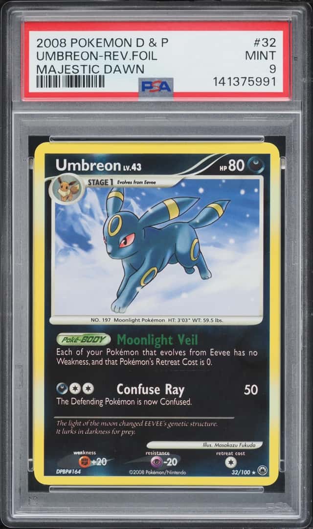 2008 Pokemon Diamond & Pearl Majestic Dawn Reverse Holo Umbreon #32 PSA 9 MINT