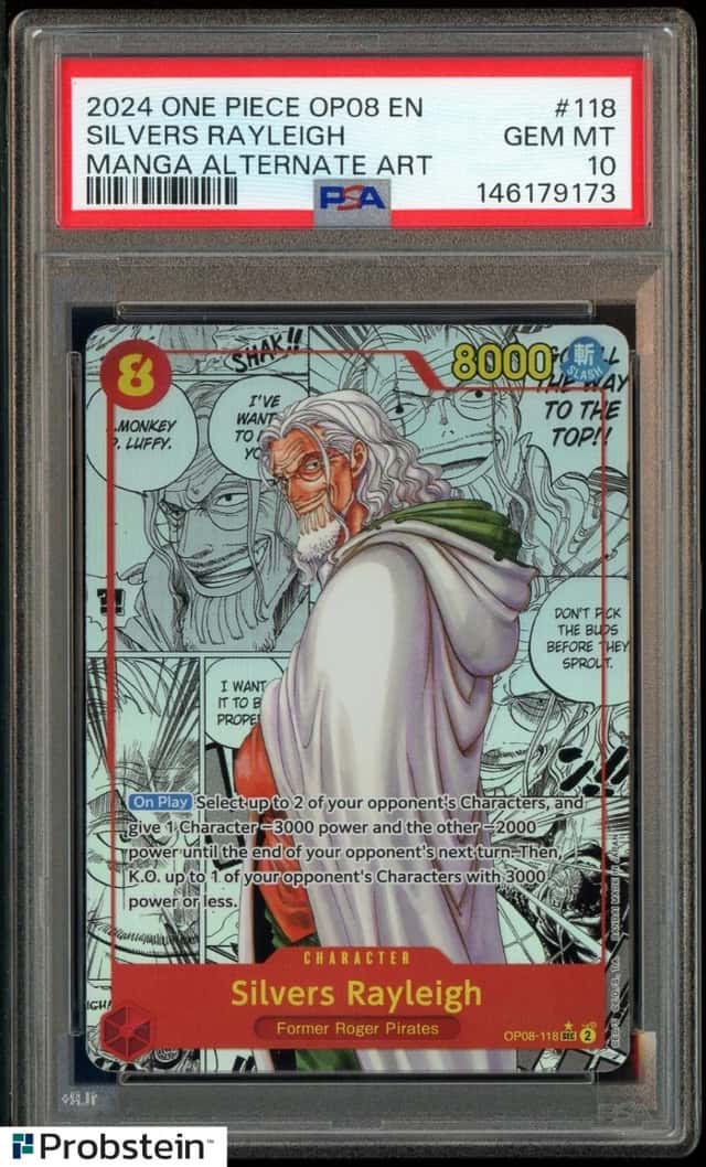2024 One Piece OP08 EN Manga Alternate Art #118 Silvers Rayleigh PSA 10 GEM MINT