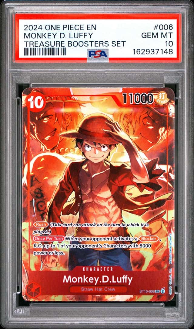 2024 ONE PIECE PROMOS TREASURE BOOSTERS SET #006 MONKEY D. LUFFY PSA 10