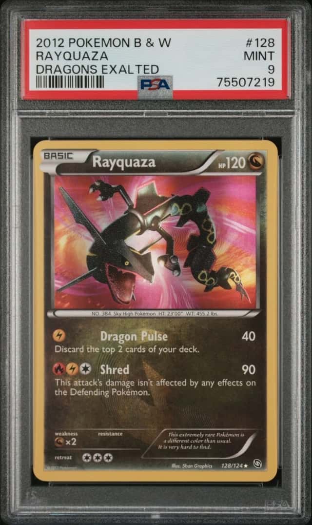 2012 POKEMON RAYQUAZA BLACK & WHITE DRAGONS EXALTED #128 PSA 9