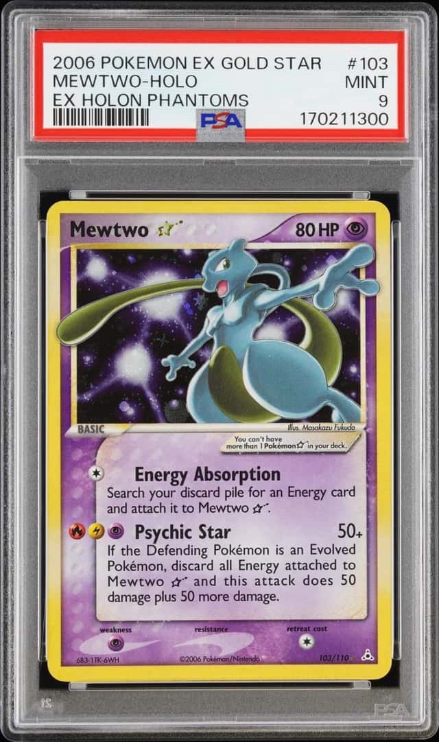 2006 POKEMON EX HOLON PHANTOMS GOLD STAR #103 MEWTWO-HOLO PSA 9