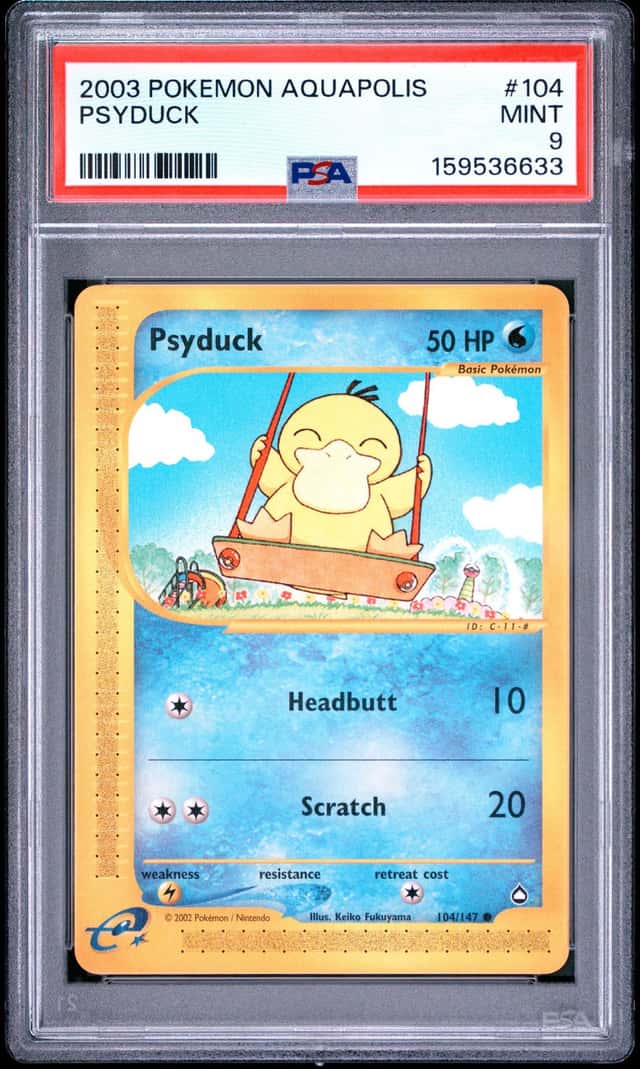 Pokemon TCG Psyduck 104/147 Aquapolis 2003 PSA 9 Graded 1st Edition
