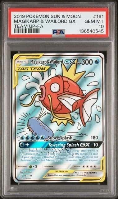 POKEMON MAGIKARP & WAILORD GX 2019 SUN & MOON TEAM UP #161 FA PSA 10 13 NEW CERT