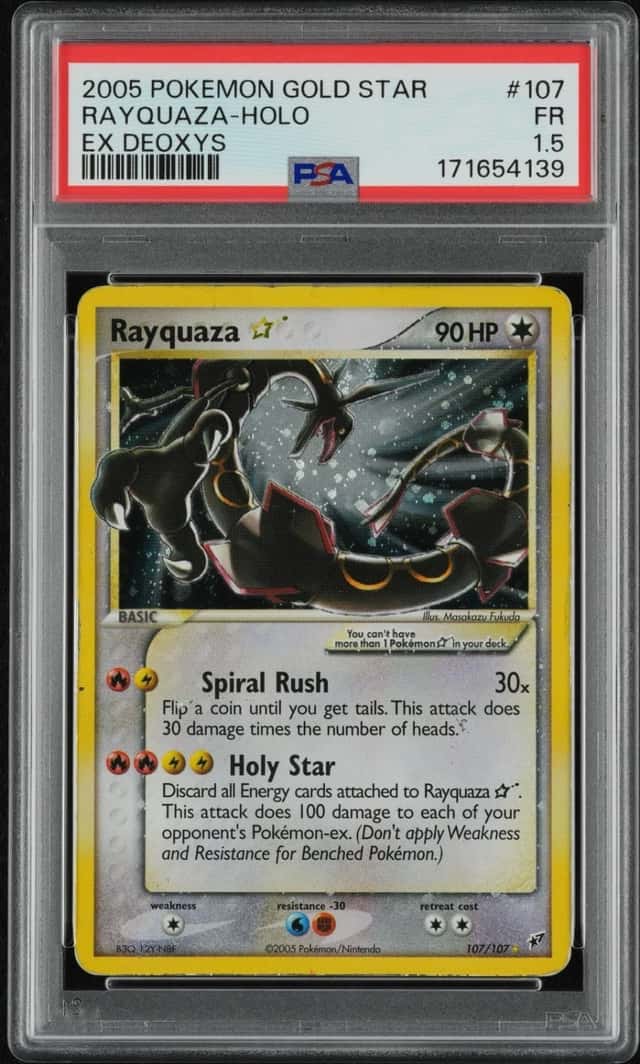 2005 POKEMON RAYQUAZA GOLD STAR HOLO EX DEOXYS #107 PSA 1.5 *NEW CERT POP 16!!