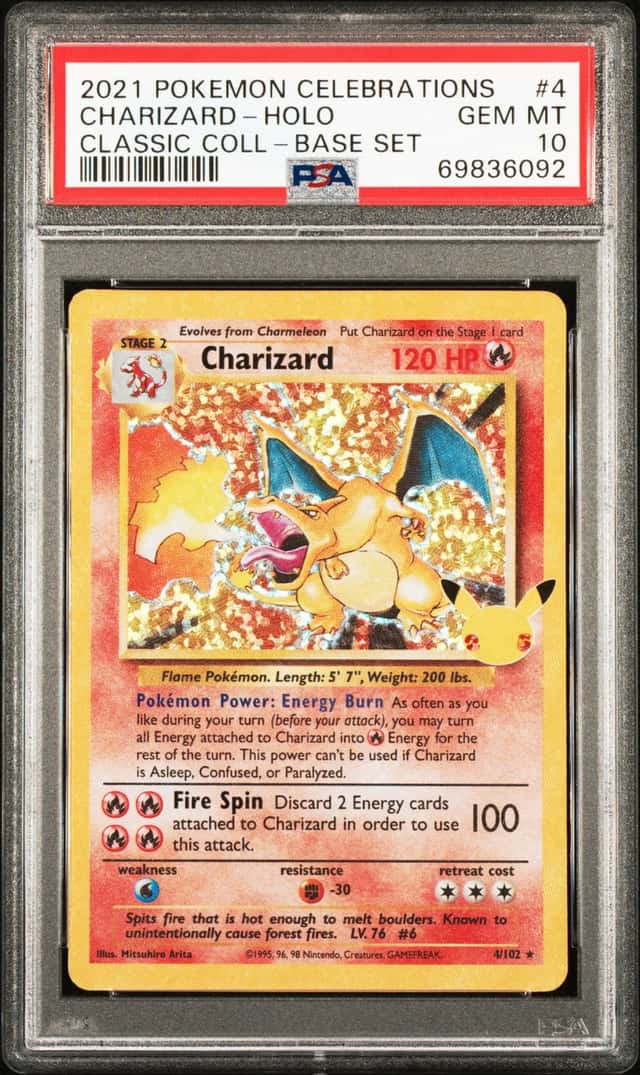 Pokemon 2021 Celebrations Charizard- Holo Classic Coll- Base Set #4 Psa 10