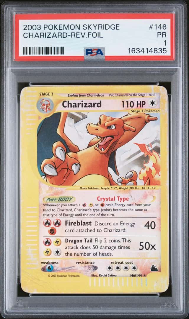 2003 Pokemon Skyridge Charizard 146/144 Reverse Foil Holo PSA 1 PR POP 128
