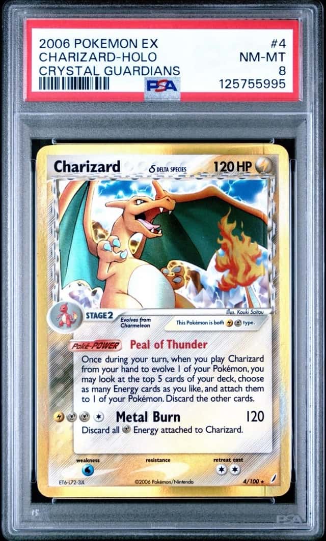 2006 Pokemon EX Crystal Guardians Charizard 4/100 Delta Species Holo PSA 8