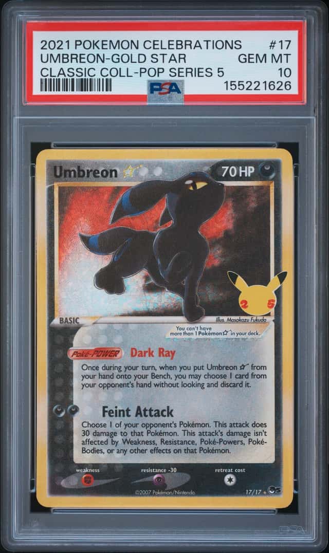 2021 Pokemon Celebrations Classic Collection #17 Umbroen Gold Star PSA 10 GEM MT