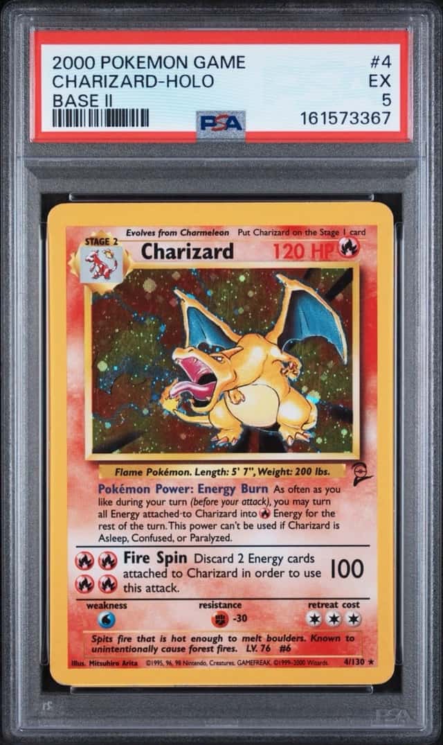Pokémon TCG Charizard Base Set 2 Holo Rare #004/130 English 2000 PSA 5 NEW CERT